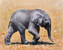Baby Elephant by Pip McGarry - Original Painting, Canvas on Board sized 10x8 inches. Available from Whitewall Galleries